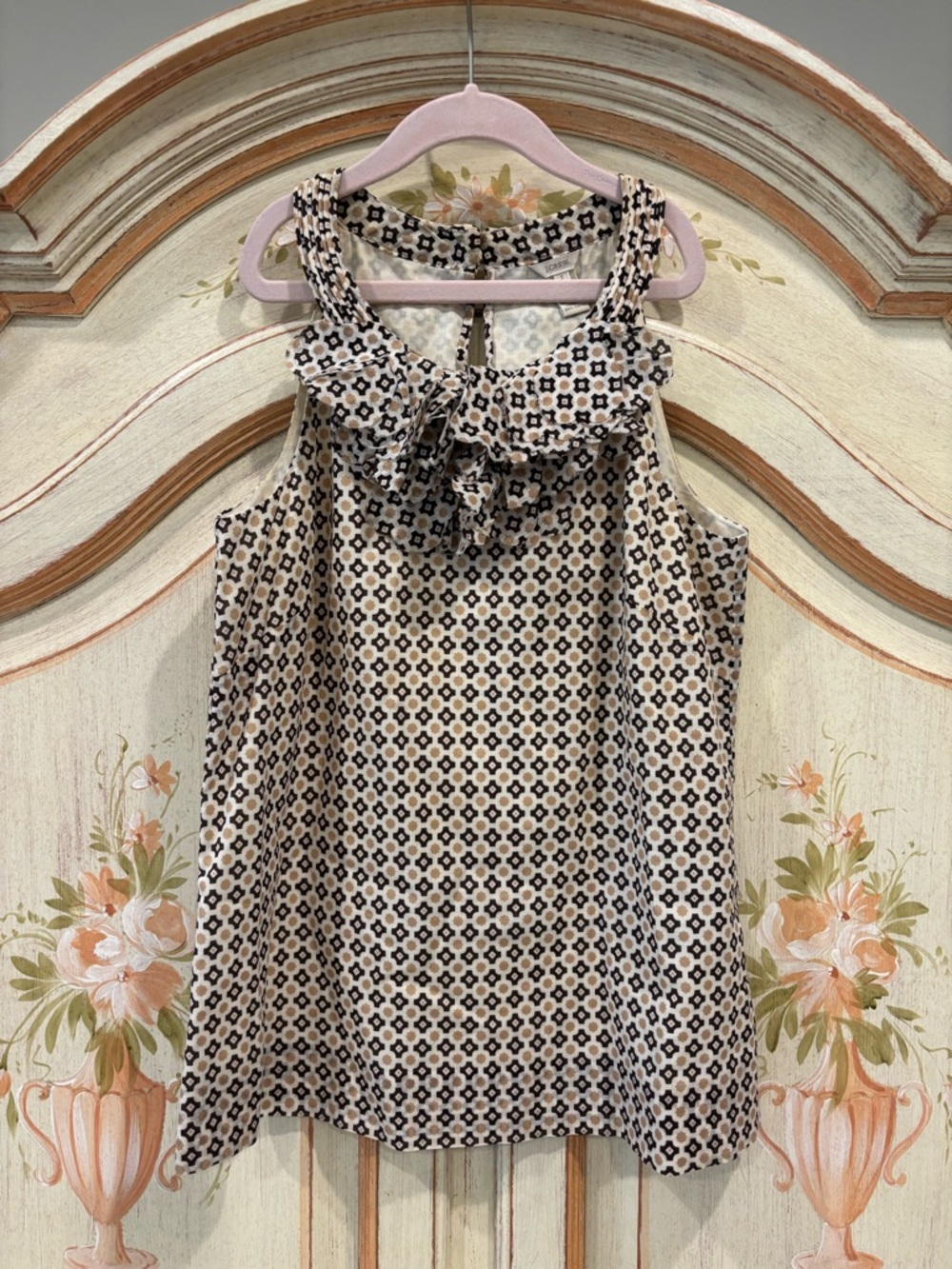J. Crew brown and tan sleeveless blouse